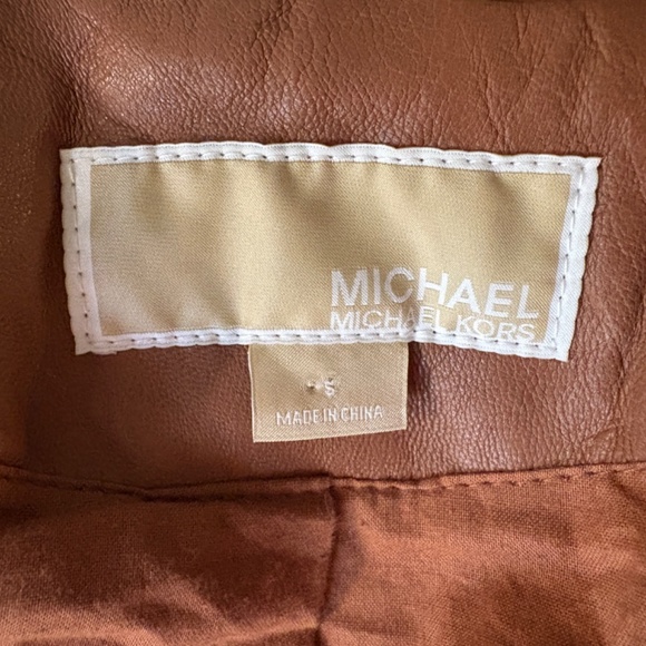 Michael Kors Brown Leather Jacket Size Small - Picture 5 of 7
